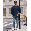 image:imageCOOFANDY Mens Long Sleeve Polo Shirts Casual Button Collared Shirts Raglan Golf T ShirtNavy Blue