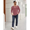 image:imageCOOFANDY Mens Long Sleeve Polo Shirts Casual Button Collared Shirts Raglan Golf T ShirtRed