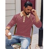 image:imageCOOFANDY Mens Long Sleeve Polo Shirts Casual Button Collared Shirts Raglan Golf T ShirtRed