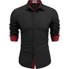 image:imageCOOFANDY Mens Long Sleeve Wrinkle Free Dress Shirts Inner Contrast Business Casual Button Down ShirtBlack
