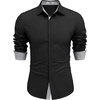 image:imageCOOFANDY Mens Long Sleeve Wrinkle Free Dress Shirts Inner Contrast Business Casual Button Down ShirtBlackGold