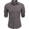 image:imageCOOFANDY Mens Long Sleeve Wrinkle Free Dress Shirts Inner Contrast Business Casual Button Down ShirtDark Grey