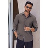 image:imageCOOFANDY Mens Long Sleeve Wrinkle Free Dress Shirts Inner Contrast Business Casual Button Down ShirtDark Grey