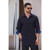 image:imageCOOFANDY Mens Long Sleeve Wrinkle Free Dress Shirts Inner Contrast Business Casual Button Down ShirtDeep Blue