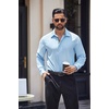 image:imageCOOFANDY Mens Long Sleeve Wrinkle Free Dress Shirts Inner Contrast Business Casual Button Down ShirtLight Blue