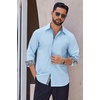 image:imageCOOFANDY Mens Long Sleeve Wrinkle Free Dress Shirts Inner Contrast Business Casual Button Down ShirtLight Blue