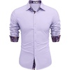 image:imageCOOFANDY Mens Long Sleeve Wrinkle Free Dress Shirts Inner Contrast Business Casual Button Down ShirtLilac