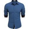 image:imageCOOFANDY Mens Long Sleeve Wrinkle Free Dress Shirts Inner Contrast Business Casual Button Down ShirtNavy