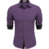 image:imageCOOFANDY Mens Long Sleeve Wrinkle Free Dress Shirts Inner Contrast Business Casual Button Down ShirtPurple