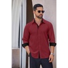 image:imageCOOFANDY Mens Long Sleeve Wrinkle Free Dress Shirts Inner Contrast Business Casual Button Down ShirtWine Red