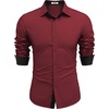 image:imageCOOFANDY Mens Long Sleeve Wrinkle Free Dress Shirts Inner Contrast Business Casual Button Down ShirtWine Red
