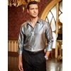 image:imageCOOFANDY Mens Luxury Dress Shirt Long Sleeve Prom Wedding Party Shiny Button Down Shirts Silver Grey