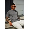 image:imageCOOFANDY Mens Mock Turtleneck T Shirt Short Sleeve Slim Fit Basic Casual Solid Color Pullover TeeAdark Grey
