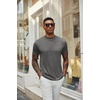 image:imageCOOFANDY Mens Mock Turtleneck T Shirt Short Sleeve Slim Fit Basic Casual Solid Color Pullover TeeAdark Grey