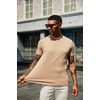 image:imageCOOFANDY Mens Mock Turtleneck T Shirt Short Sleeve Slim Fit Basic Casual Solid Color Pullover TeeAkhaki