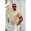 image:imageCOOFANDY Mens Mock Turtleneck T Shirt Short Sleeve Slim Fit Basic Casual Solid Color Pullover TeeAkhaki