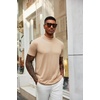 image:imageCOOFANDY Mens Mock Turtleneck T Shirt Short Sleeve Slim Fit Basic Casual Solid Color Pullover TeeAkhaki
