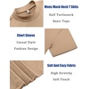 image:imageCOOFANDY Mens Mock Turtleneck T Shirt Short Sleeve Slim Fit Basic Casual Solid Color Pullover TeeAkhaki