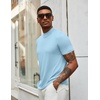 image:imageCOOFANDY Mens Mock Turtleneck T Shirt Short Sleeve Slim Fit Basic Casual Solid Color Pullover TeeAlight Blue