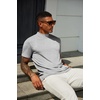 image:imageCOOFANDY Mens Mock Turtleneck T Shirt Short Sleeve Slim Fit Basic Casual Solid Color Pullover TeeAlight Grey