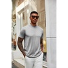 image:imageCOOFANDY Mens Mock Turtleneck T Shirt Short Sleeve Slim Fit Basic Casual Solid Color Pullover TeeAlight Grey