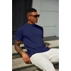 image:imageCOOFANDY Mens Mock Turtleneck T Shirt Short Sleeve Slim Fit Basic Casual Solid Color Pullover TeeAnavy Blue