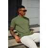image:imageCOOFANDY Mens Mock Turtleneck T Shirt Short Sleeve Slim Fit Basic Casual Solid Color Pullover TeeArmy Green