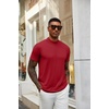 image:imageCOOFANDY Mens Mock Turtleneck T Shirt Short Sleeve Slim Fit Basic Casual Solid Color Pullover TeeAwine Red
