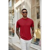 image:imageCOOFANDY Mens Mock Turtleneck T Shirt Short Sleeve Slim Fit Basic Casual Solid Color Pullover TeeAwine Red