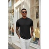 image:imageCOOFANDY Mens Mock Turtleneck T Shirt Short Sleeve Slim Fit Basic Casual Solid Color Pullover TeeBblackWhite