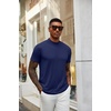 image:imageCOOFANDY Mens Mock Turtleneck T Shirt Short Sleeve Slim Fit Basic Casual Solid Color Pullover TeeBwhiteNavy Blue