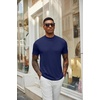 image:imageCOOFANDY Mens Mock Turtleneck T Shirt Short Sleeve Slim Fit Basic Casual Solid Color Pullover TeeBwhiteNavy Blue