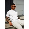 image:imageCOOFANDY Mens Mock Turtleneck T Shirt Short Sleeve Slim Fit Basic Casual Solid Color Pullover TeeBwhiteNavy Blue
