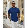 image:imageCOOFANDY Mens Mock Turtleneck T Shirt Short Sleeve Slim Fit Basic Casual Solid Color Pullover TeeDark Blue