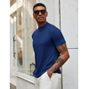 image:imageCOOFANDY Mens Mock Turtleneck T Shirt Short Sleeve Slim Fit Basic Casual Solid Color Pullover TeeDark Blue
