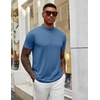 image:imageCOOFANDY Mens Mock Turtleneck T Shirt Short Sleeve Slim Fit Basic Casual Solid Color Pullover TeeDenim Blue