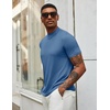 image:imageCOOFANDY Mens Mock Turtleneck T Shirt Short Sleeve Slim Fit Basic Casual Solid Color Pullover TeeDenim Blue