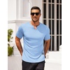 image:imageCOOFANDY Mens Muscle TShirts VNeck Slim Fit Workout Shirt Short Sleeve Longline Gym Athletic Tee ShirtsLight Blue