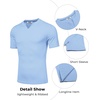image:imageCOOFANDY Mens Muscle TShirts VNeck Slim Fit Workout Shirt Short Sleeve Longline Gym Athletic Tee ShirtsLight Blue