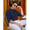 image:imageCOOFANDY Mens Oxford Shirts Long Sleeve Casual Button Down Shirts Band Collar Dress Shirt with PocketNavy Blue