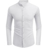 image:imageCOOFANDY Mens Oxford Shirts Long Sleeve Casual Button Down Shirts Band Collar Dress Shirt with PocketWhite