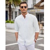 image:imageCOOFANDY Mens Oxford Shirts Long Sleeve Casual Button Down Shirts Band Collar Dress Shirt with PocketWhite