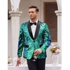 image:imageCOOFANDY Mens Sequin Blazer Sparkly Glitter Jacket Shiny Floral Suit Jacket Stylish Party Wedding Banquet Prom TuxedoGreen