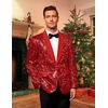 image:imageCOOFANDY Mens Sequin Blazer Sparkly Glitter Jacket Shiny Floral Suit Jacket Stylish Party Wedding Banquet Prom TuxedoRed