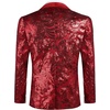 image:imageCOOFANDY Mens Sequin Blazer Sparkly Glitter Jacket Shiny Floral Suit Jacket Stylish Party Wedding Banquet Prom TuxedoRed
