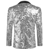 image:imageCOOFANDY Mens Sequin Blazer Sparkly Glitter Jacket Shiny Floral Suit Jacket Stylish Party Wedding Banquet Prom TuxedoSilver  Black Lapel