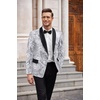 image:imageCOOFANDY Mens Sequin Blazer Sparkly Glitter Jacket Shiny Floral Suit Jacket Stylish Party Wedding Banquet Prom TuxedoSilver  Black Lapel