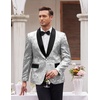 image:imageCOOFANDY Mens Sequin Blazer Sparkly Glitter Jacket Shiny Floral Suit Jacket Stylish Party Wedding Banquet Prom TuxedoSilver  Black Lapel