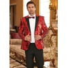 image:imageCOOFANDY Mens Sequin Blazer Tuxedo Party Prom Wedding Tuxedo One Button JacketRed