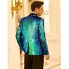 image:imageCOOFANDY Mens Shiny Sequin Blazer Tuxedo Party Dinner Prom One Button Suit JacketBlue Green